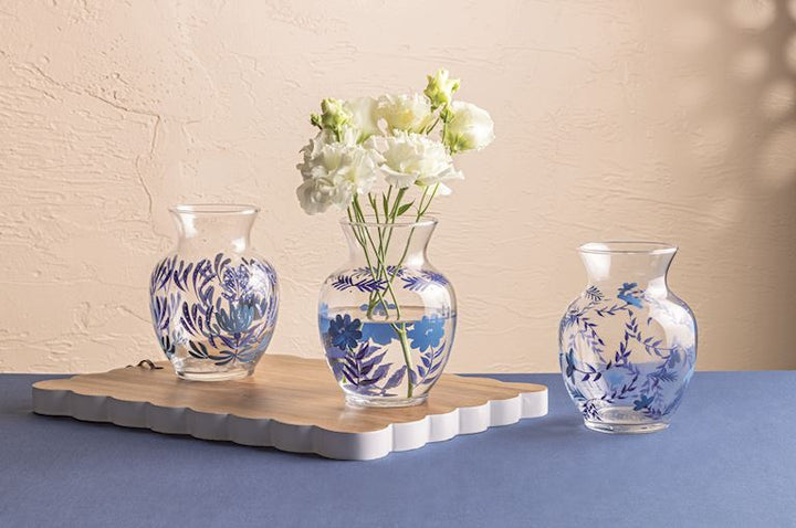 Blue Printed Glass Vase