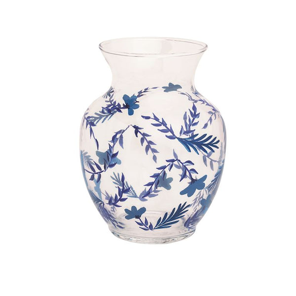 Blue Printed Glass Vase