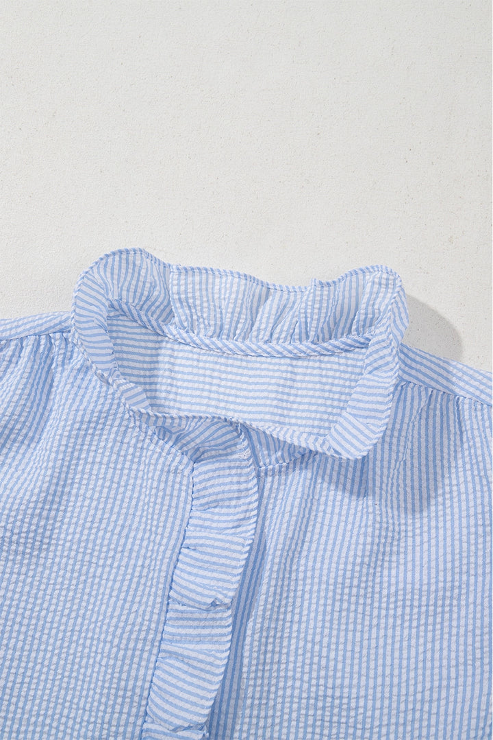 Nora Blue Seersucker Top