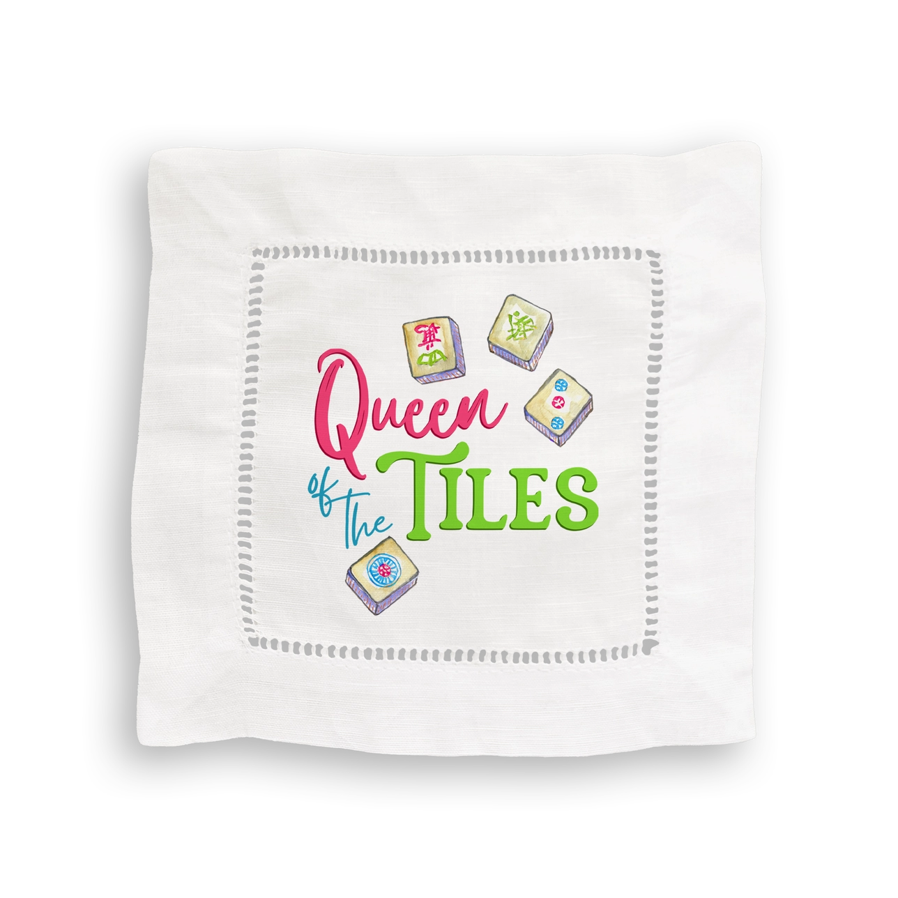 Mahjong Linen Cocktail Napkins Set/4
