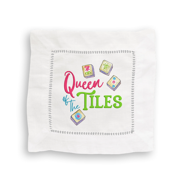 Mahjong Linen Cocktail Napkins Set/4