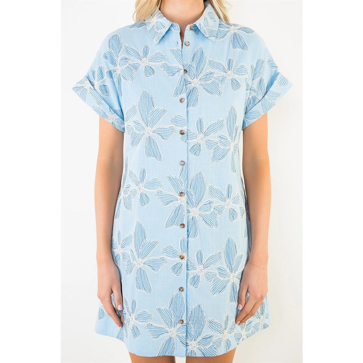Rowan Embroidered Blue Floral Dress