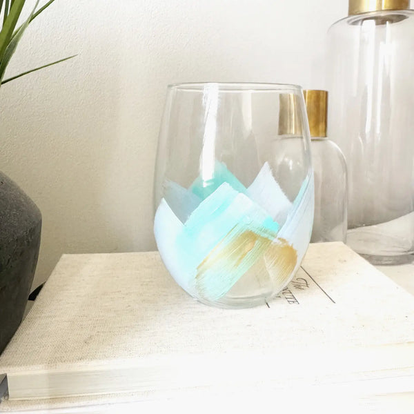 Brushstroke Handpainted Stemless Wine Set/2