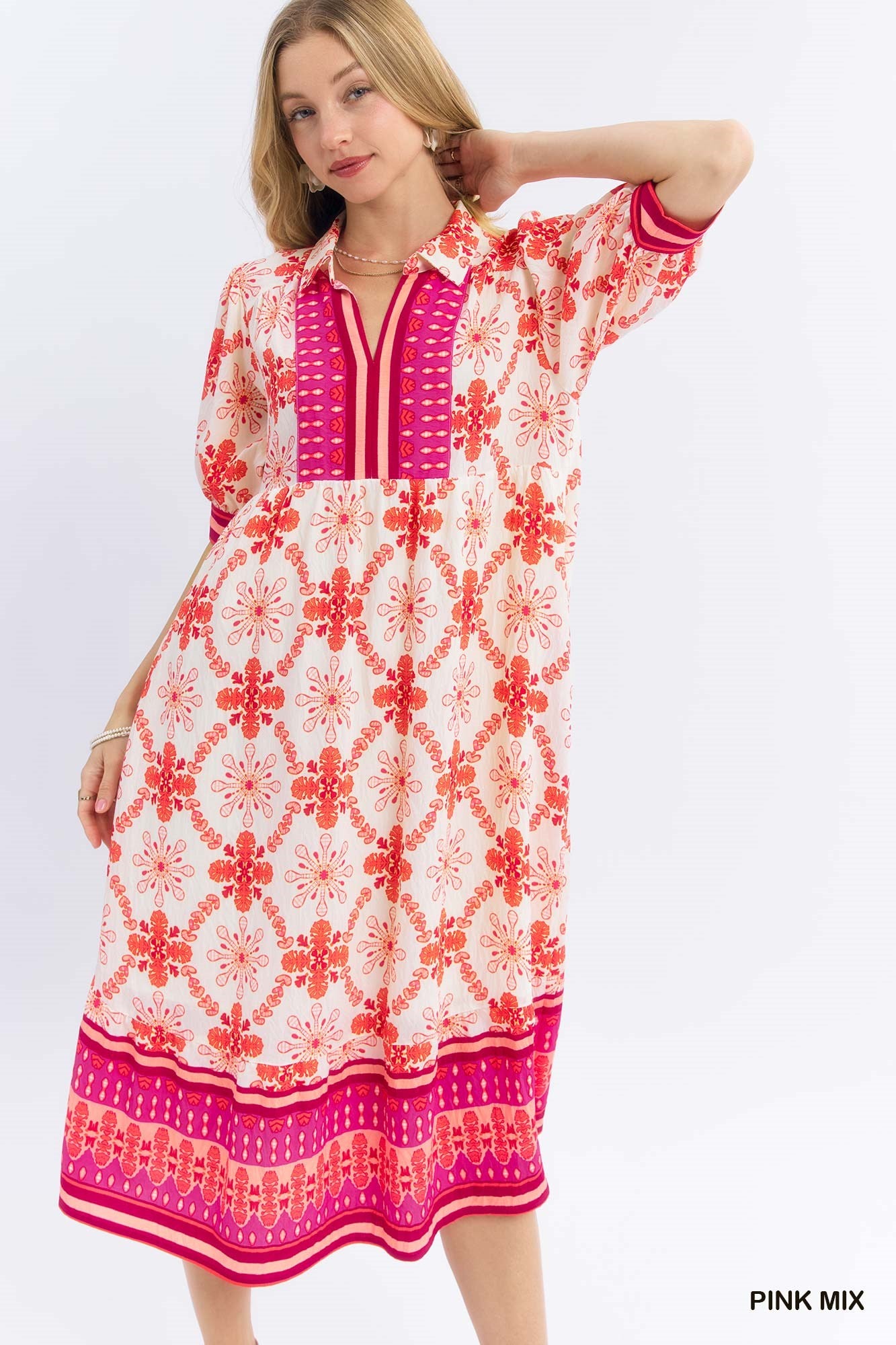 Kaitlyn Mix Pattern Mid Dress