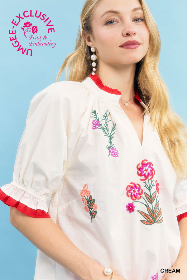 Patsy Cream Embroidered Floral Top