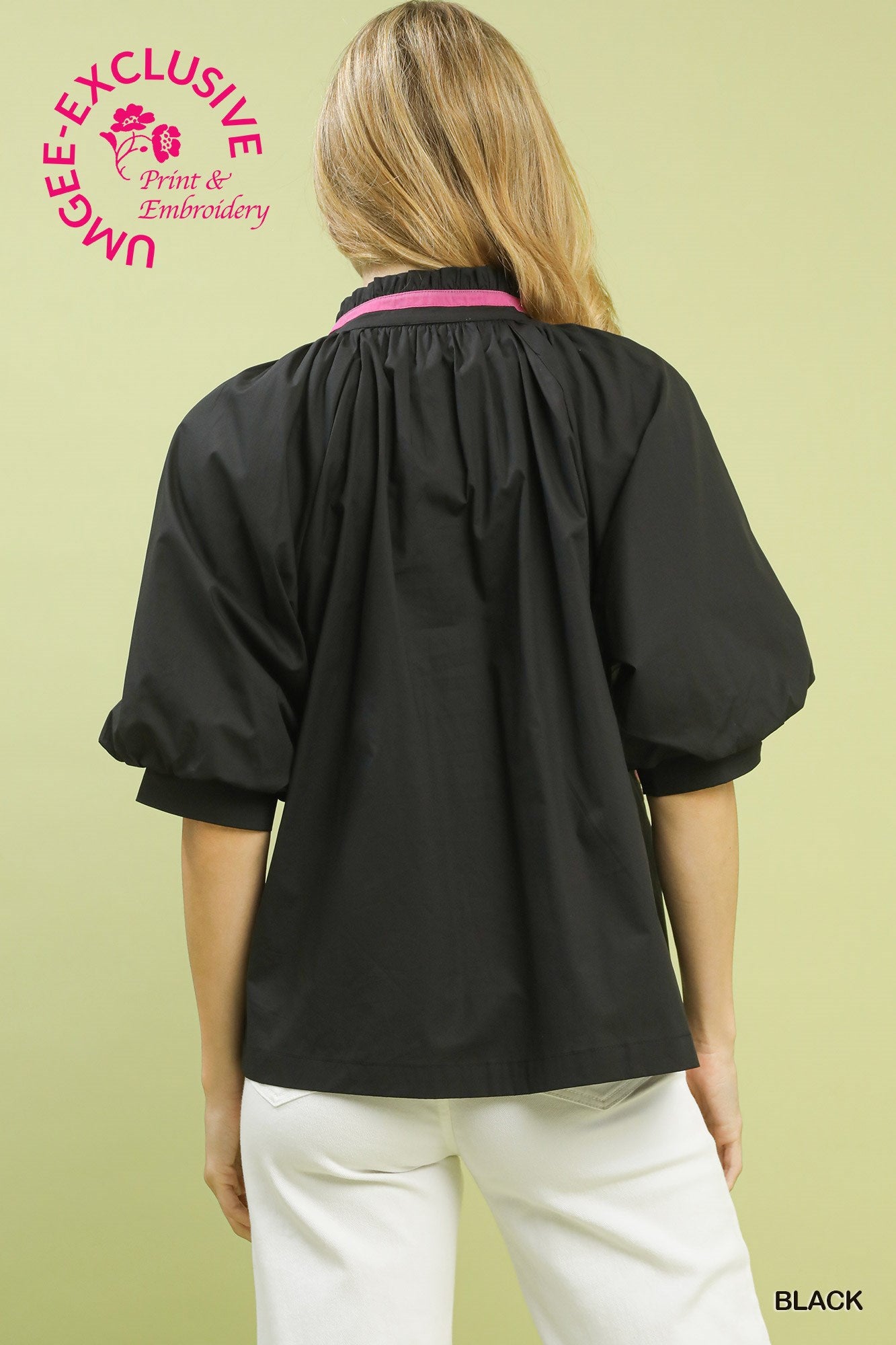 Lana Black Embroidered Floral Top
