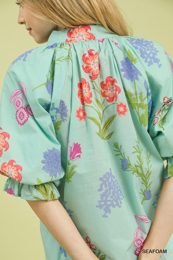Catherine Seafoam Printed Top