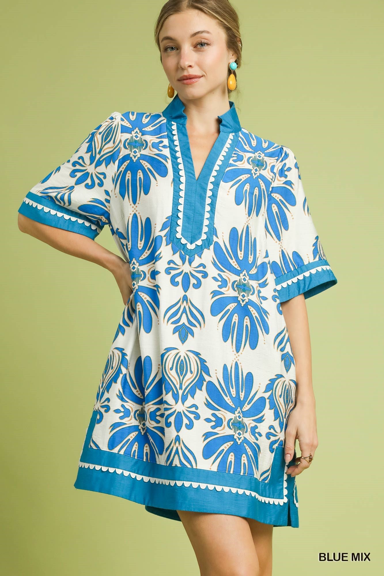 Jessa Blue Large Print Dress