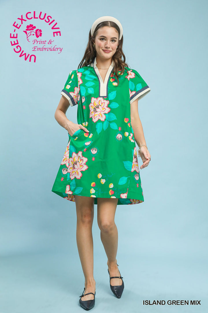 Kaia Green Floral Dress