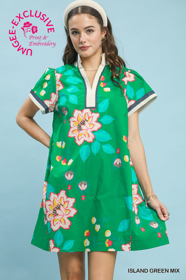 Kaia Green Floral Dress