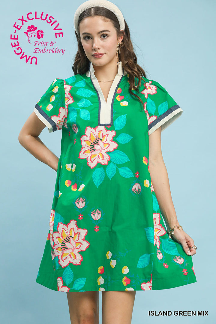 Kaia Green Floral Dress