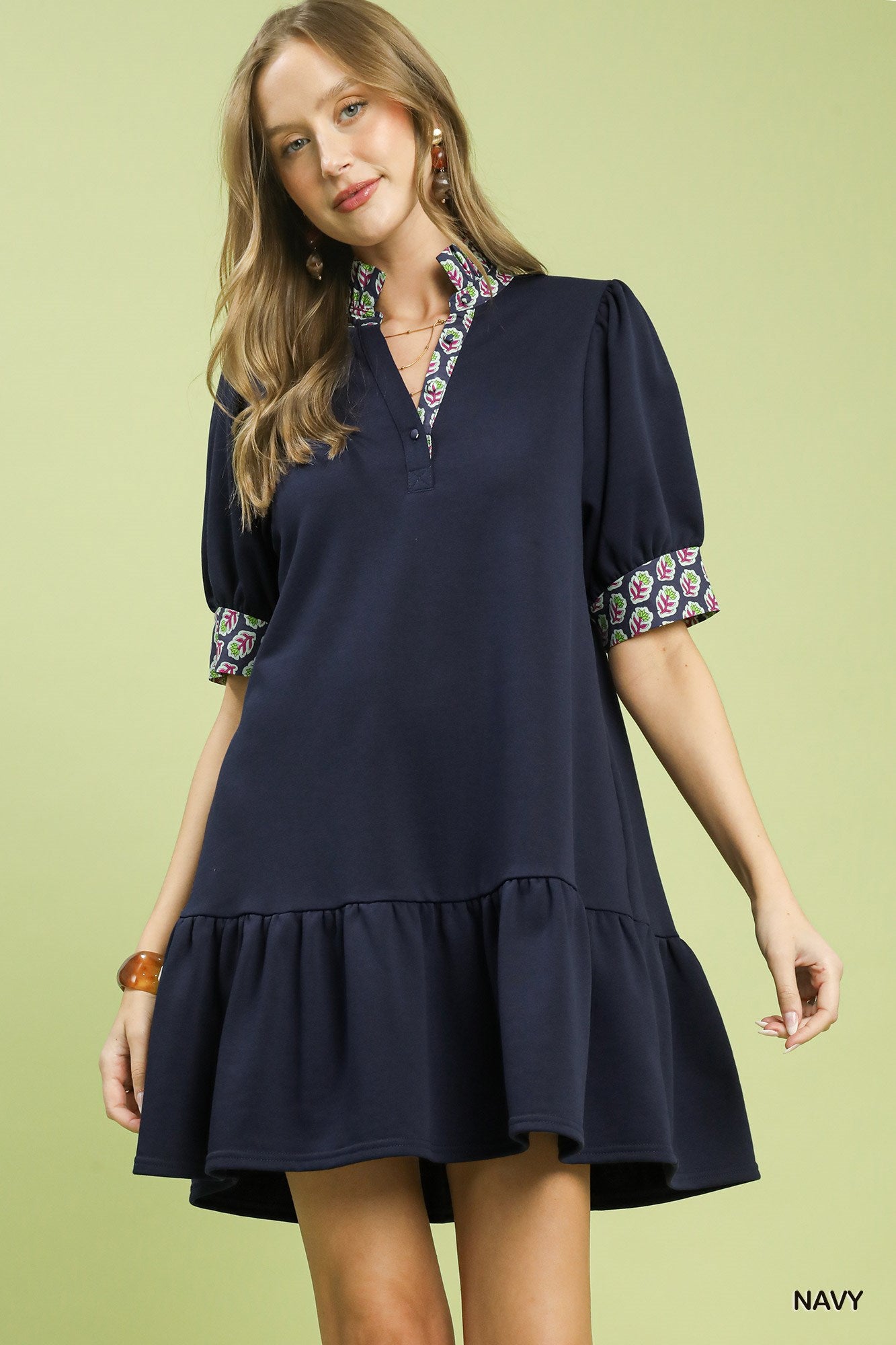 Teri Navy French Terry Dress