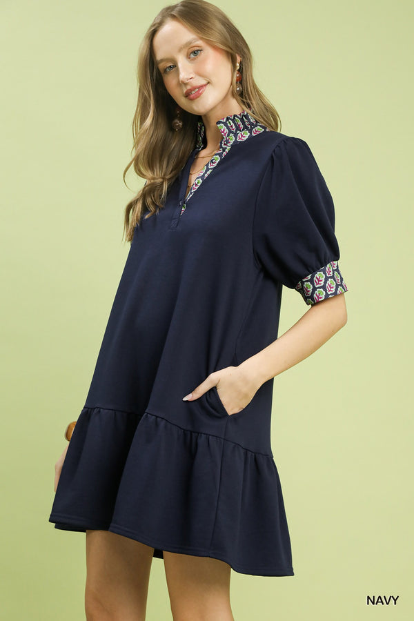 Teri Navy French Terry Dress