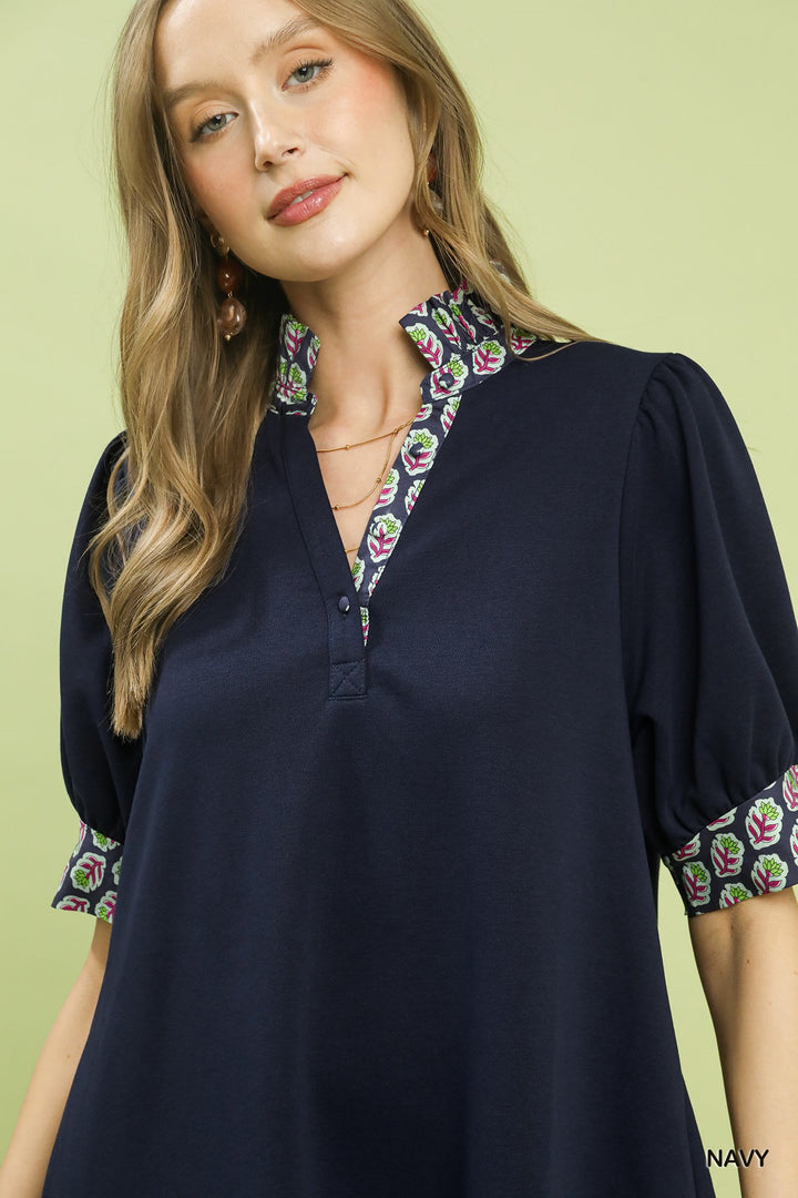 Teri Navy French Terry Dress