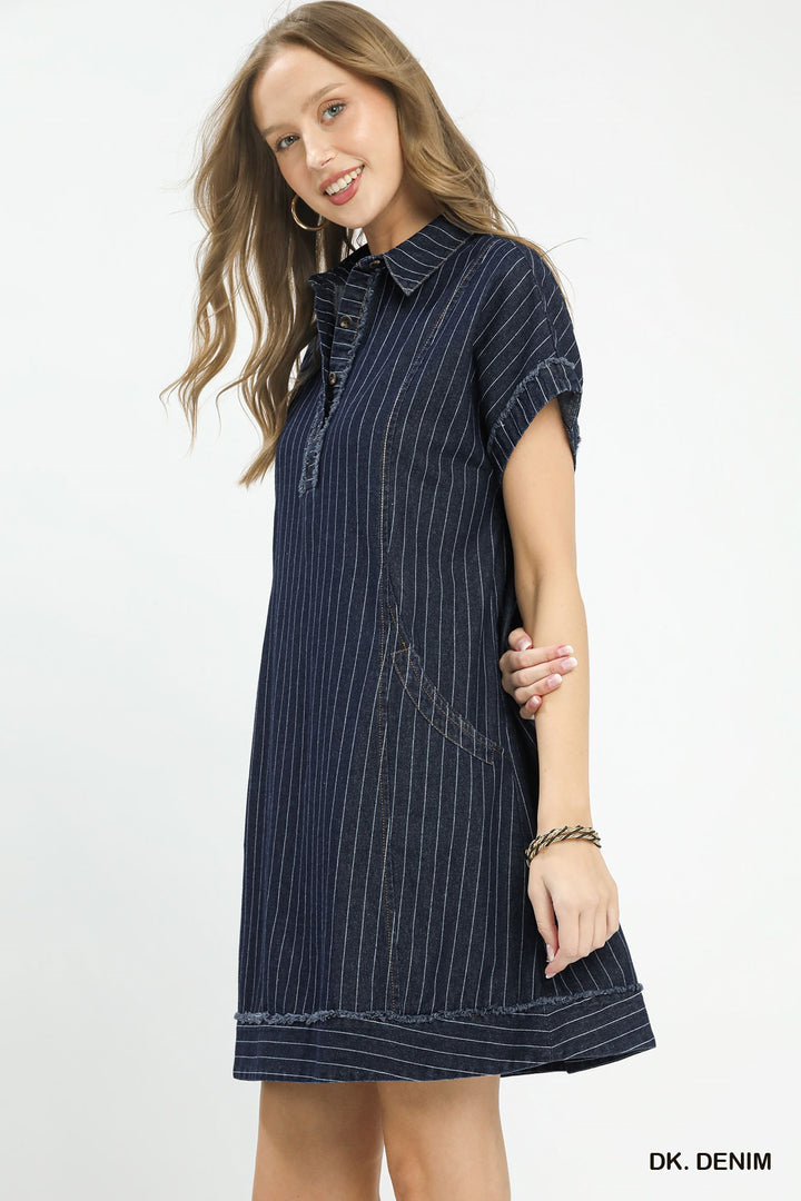 Denise Pinestripe Denim Dress