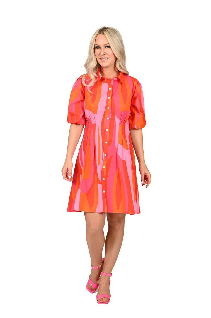 Carla Pink & Orange Shirt Dress