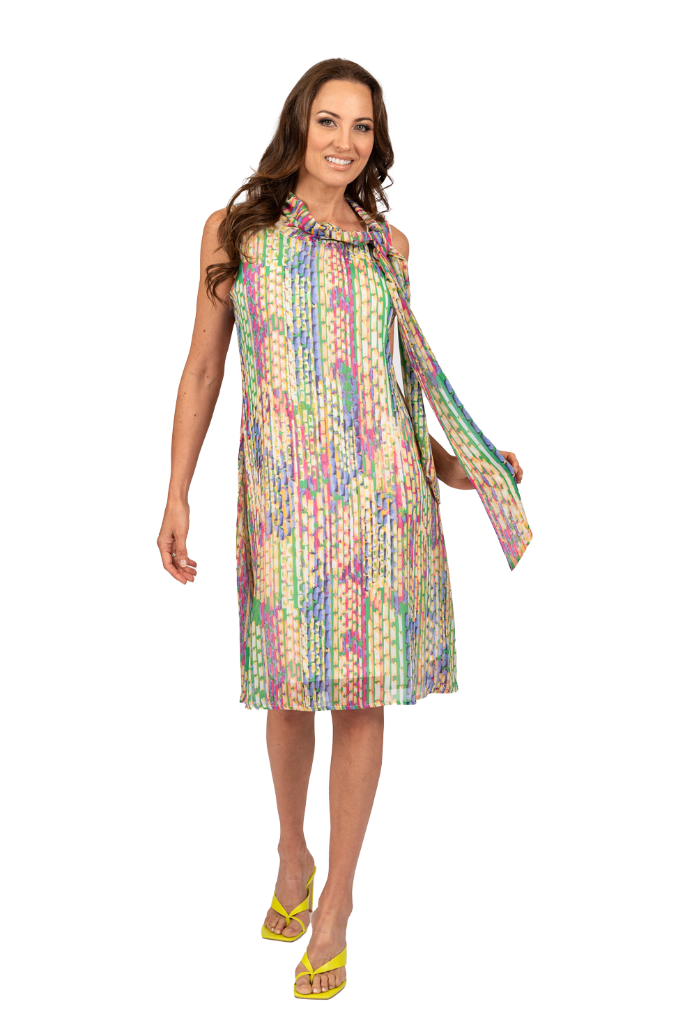 Janice Multicolor Yellow Striped Dress