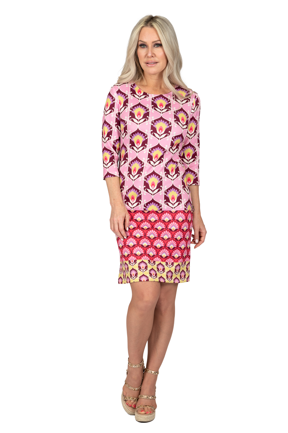 Beale Pink Mixed Print Dress