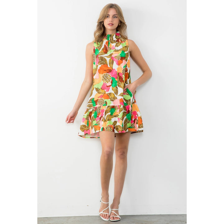 Ashley Mock Neck Floral Print Dress