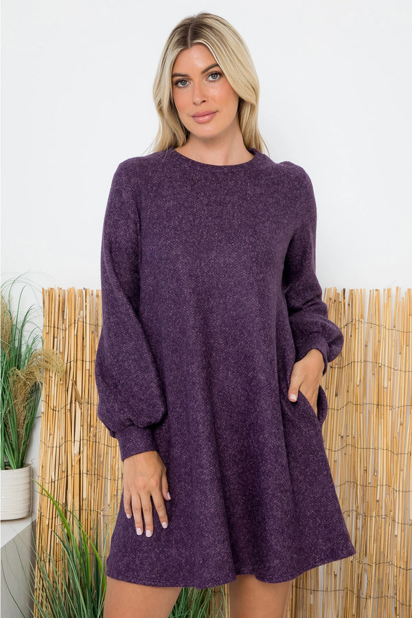 Heathered Purple Full Sleeve Dress