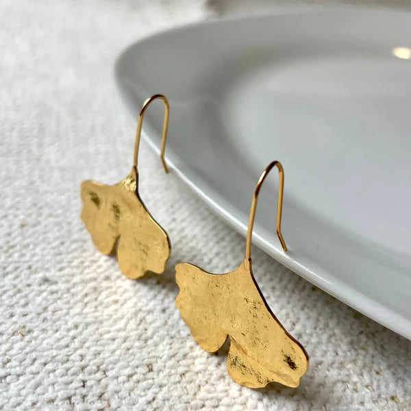 Gold Gingko Earrings