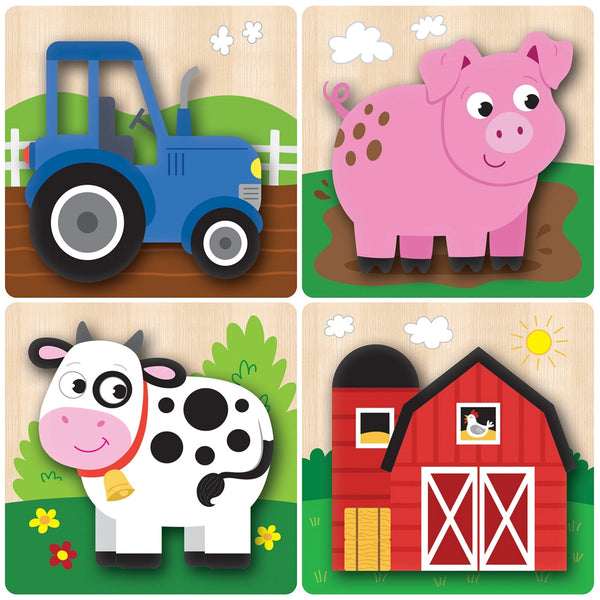 Farm Chunky Wood Puzzle Set of 4