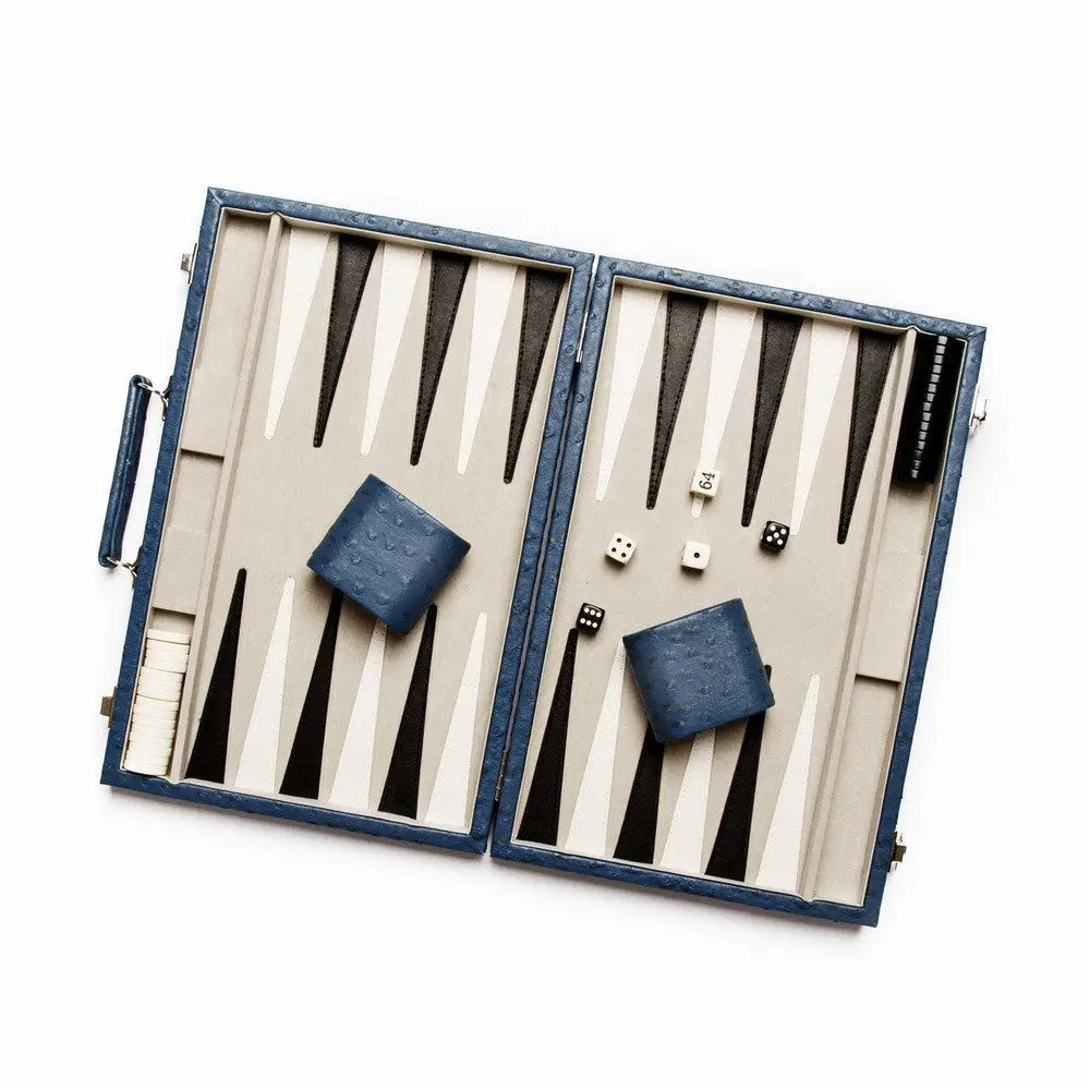 Royal Blue Ostrich Backgammon Set