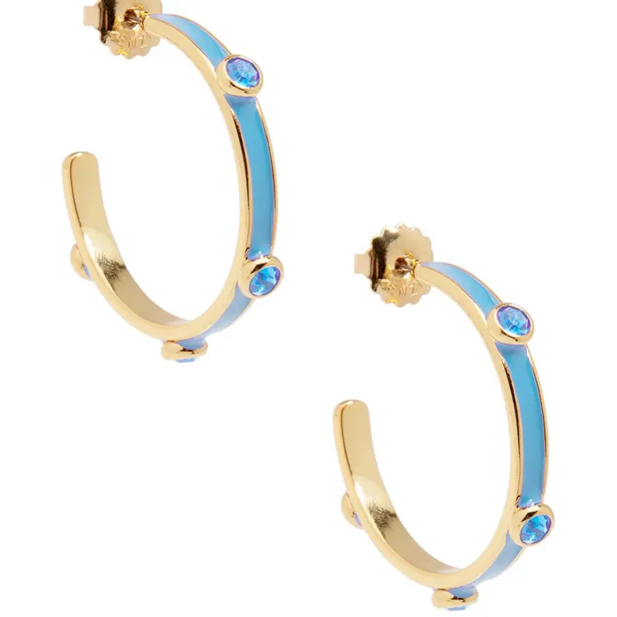 Enamel Hoop Crystal Earrings