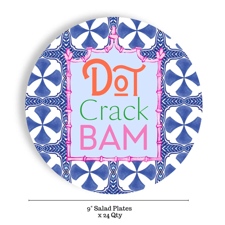 Blue Dot Crack Bam Dinner Plates Set/24