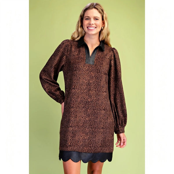 Keri Faux Suede Leopard Dress