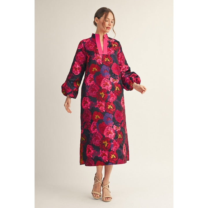 Maggie Magenta Floral Midi Dress