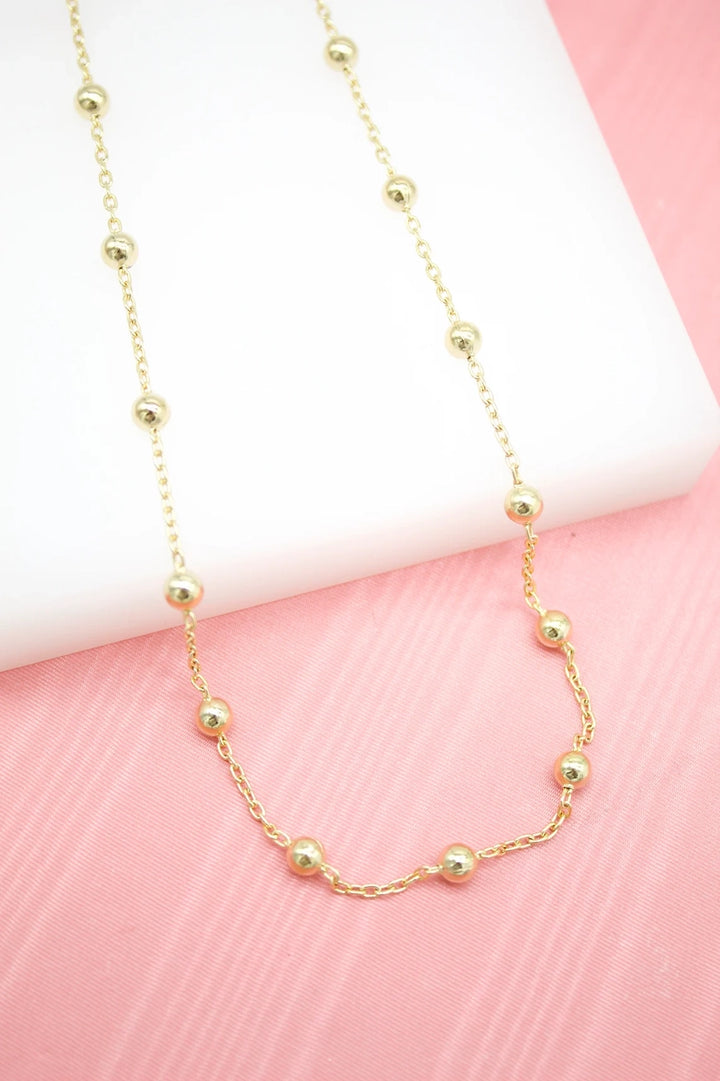 Gold Bead Station Choker Necklace