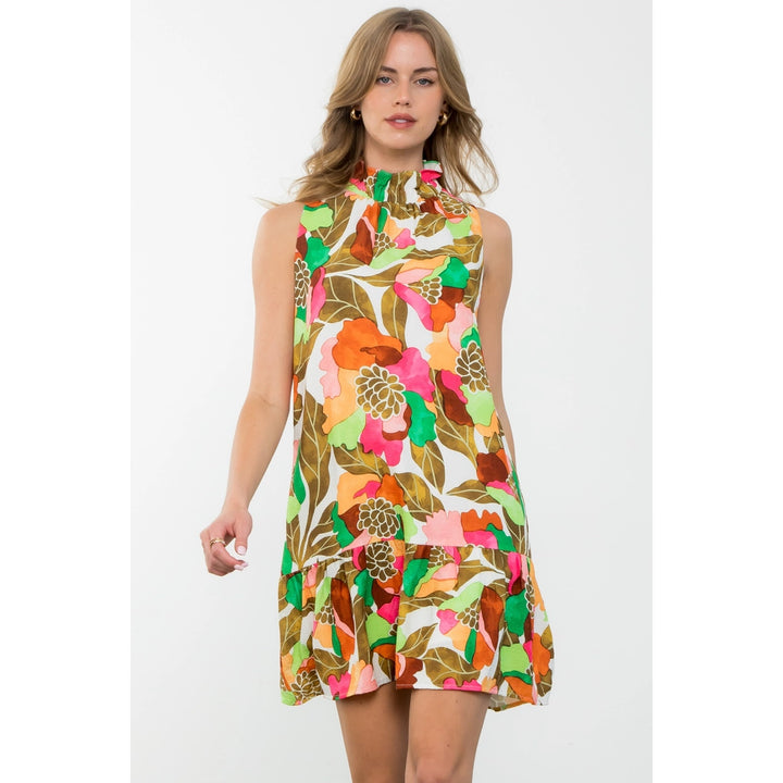 Ashley Mock Neck Floral Print Dress