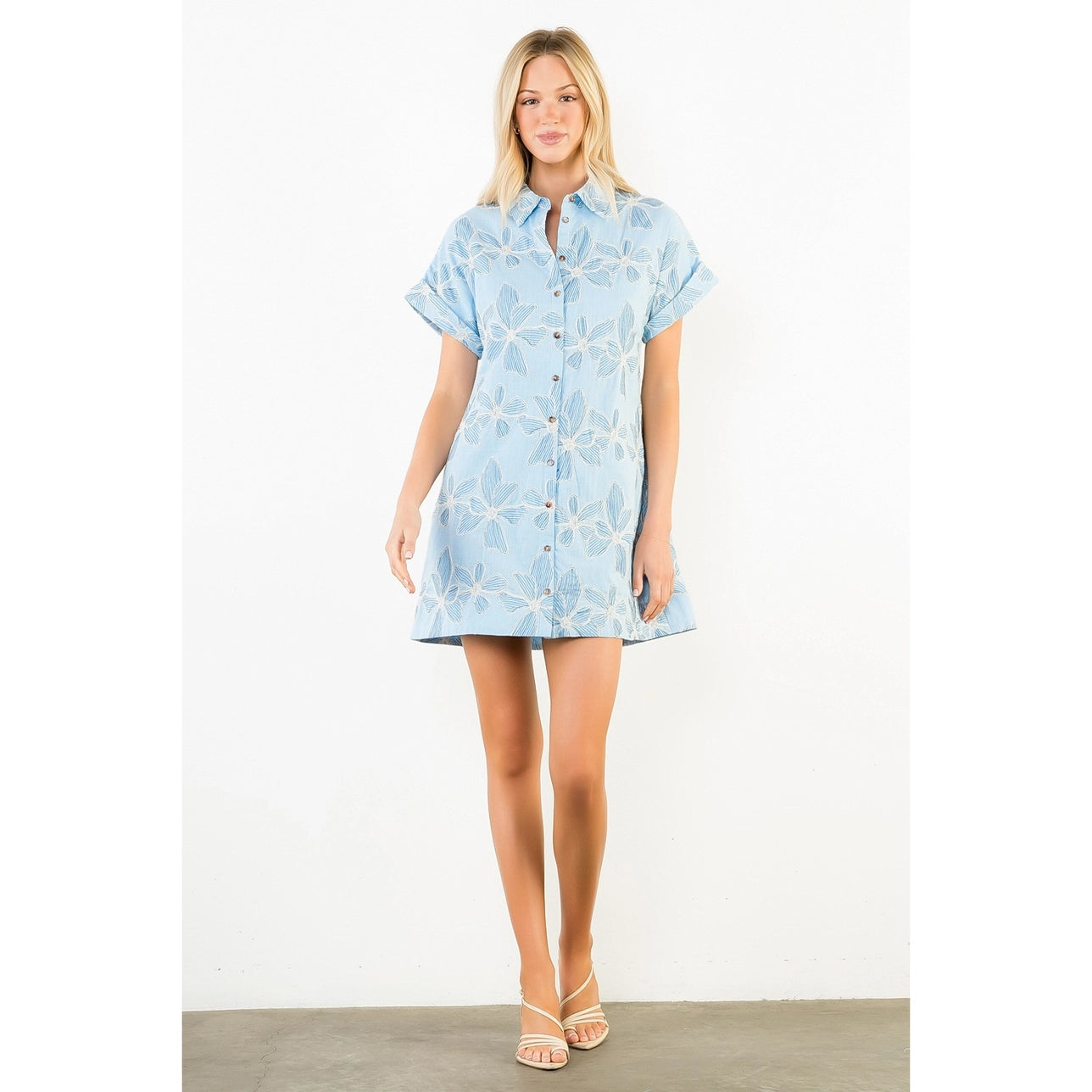Rowan Embroidered Blue Floral Dress