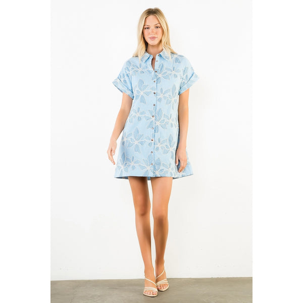 Rowan Embroidered Blue Floral Dress