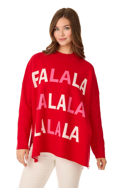 Fa La La Red & Pink Sweater OS
