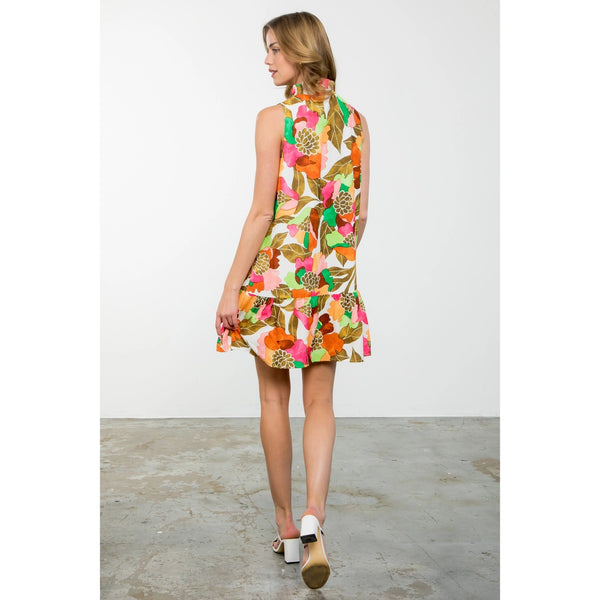 Ashley Mock Neck Floral Print Dress