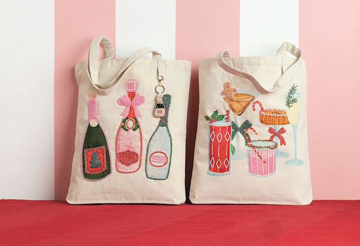 Holiday Bar Beaded Tote Bag