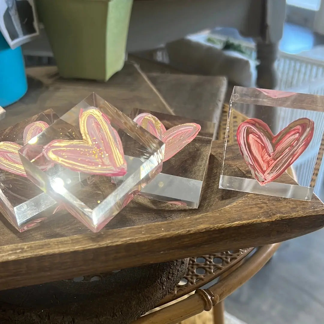Pink Heart on Lucite Mini Art