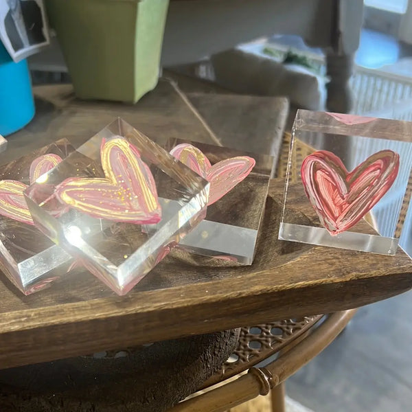Pink Heart on Lucite Mini Art