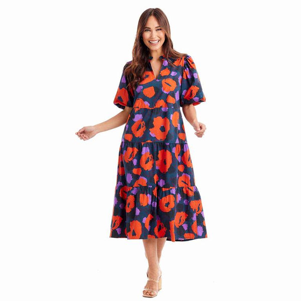 Cherry Leopard Christine Tiered Midi Dress
