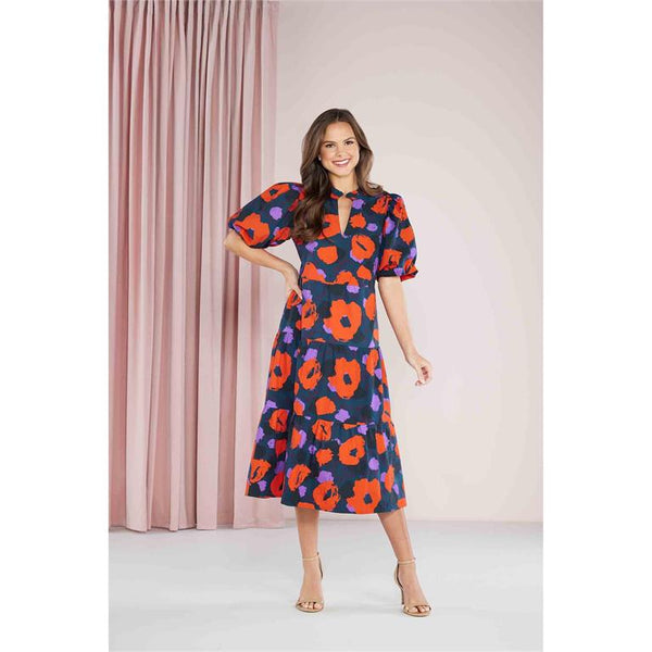 Cherry Leopard Christine Tiered Midi Dress