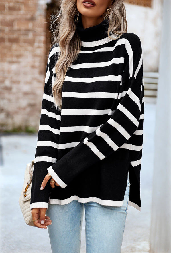 Black & White Striped Turtleneck