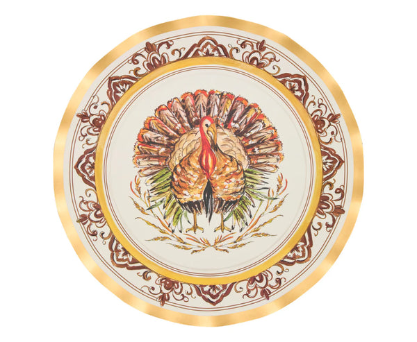 Turkey & Gourds Dinner Plate 8/PK