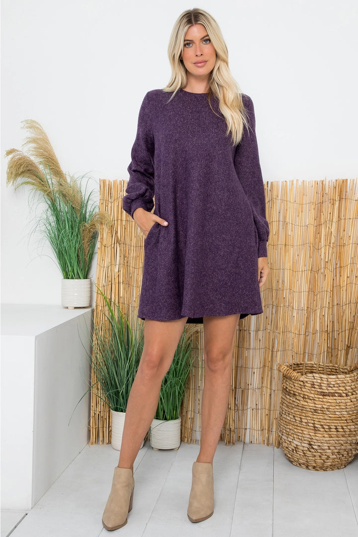 Heathered Purple Full Sleeve Dress