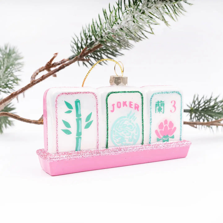Mahjong Tiles Glass Ornament
