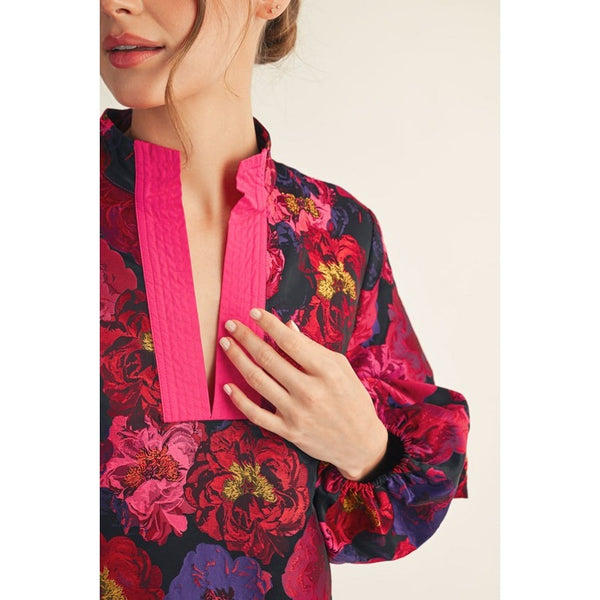 Maggie Magenta Floral Midi Dress
