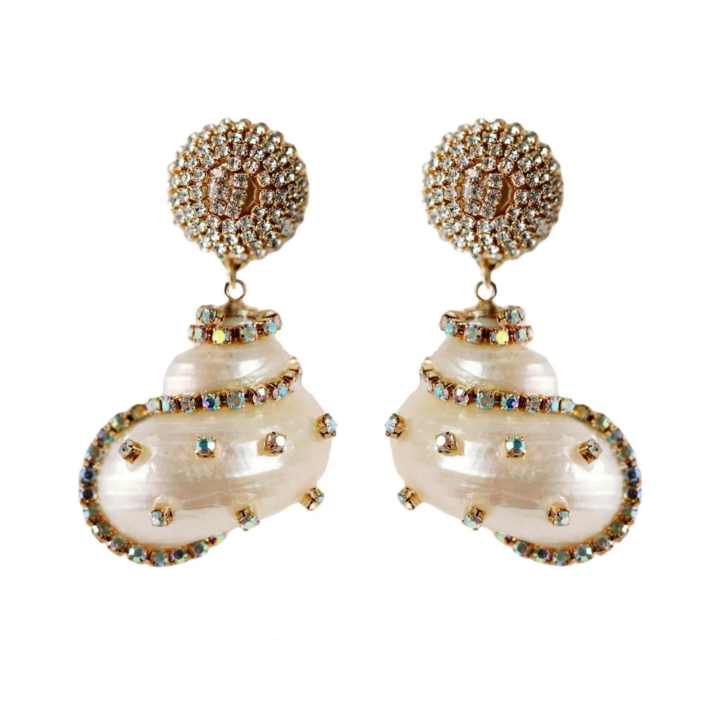 Rhinestone Encrusted Shell Earrings