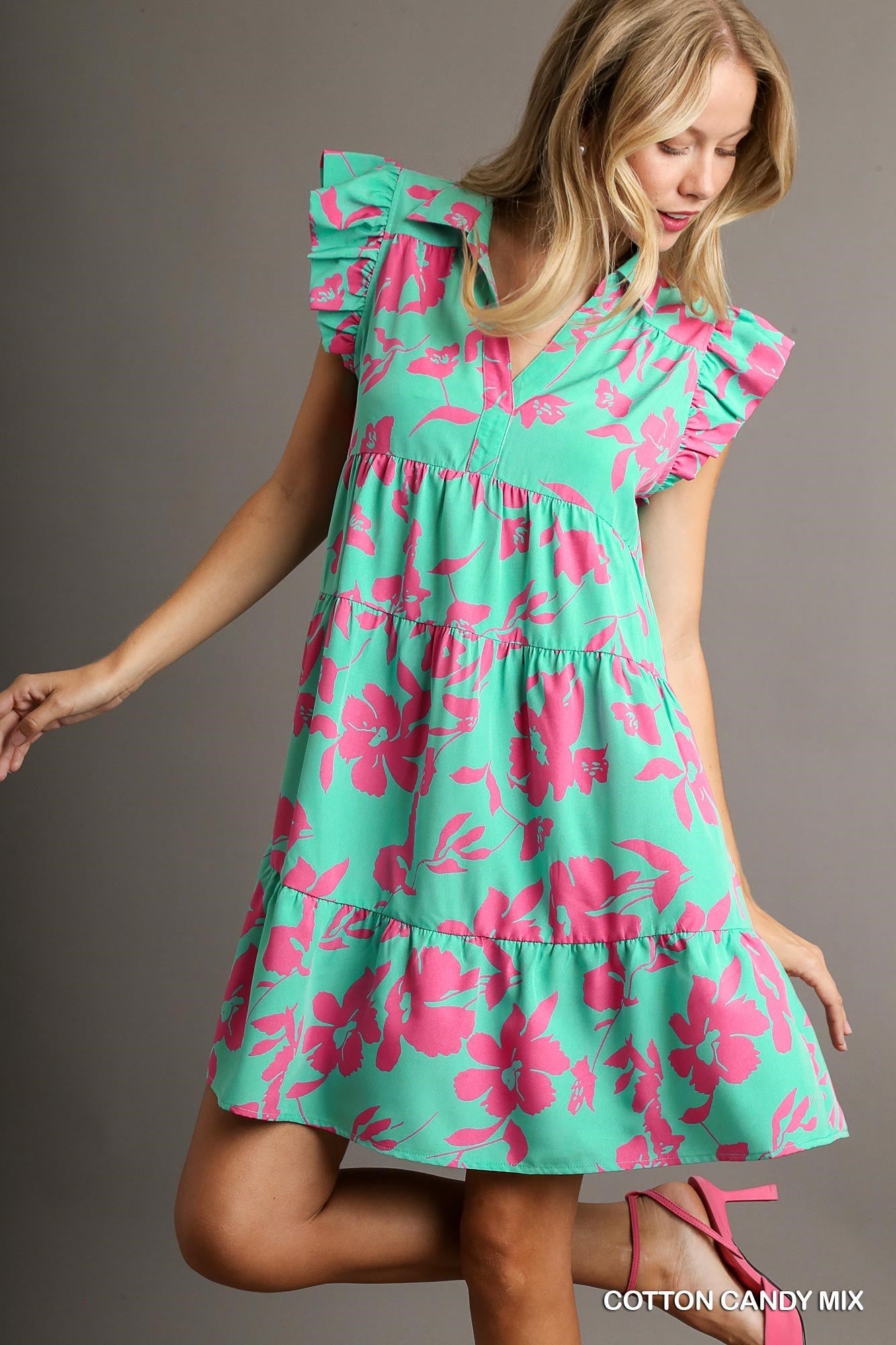 Cotton Candy Floral Tiered Dress