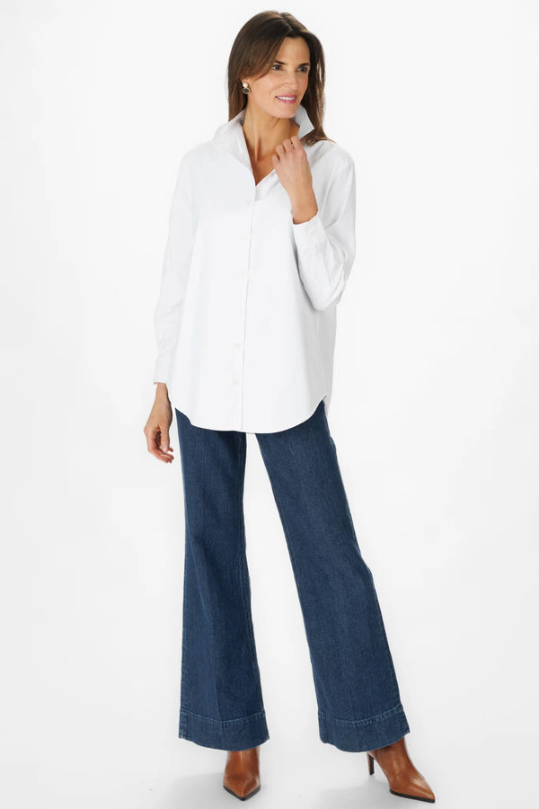 Bertie White Silky Oxford Top